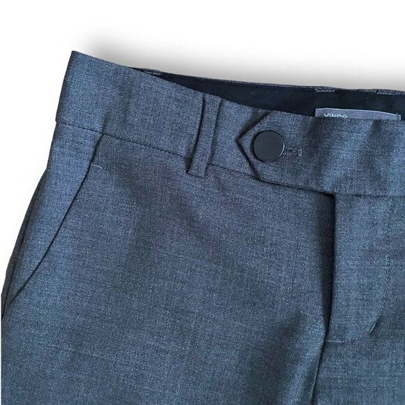 Vince Womens Slim Leg Pant Sz 2 Gray Wool Leather Trim Zip Ankle Minimalist - Picture 4 of 8